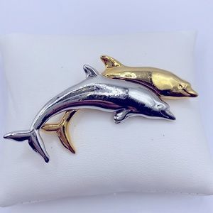 Vintage Liz Claiborne 2 Tone Dolphin Brooch